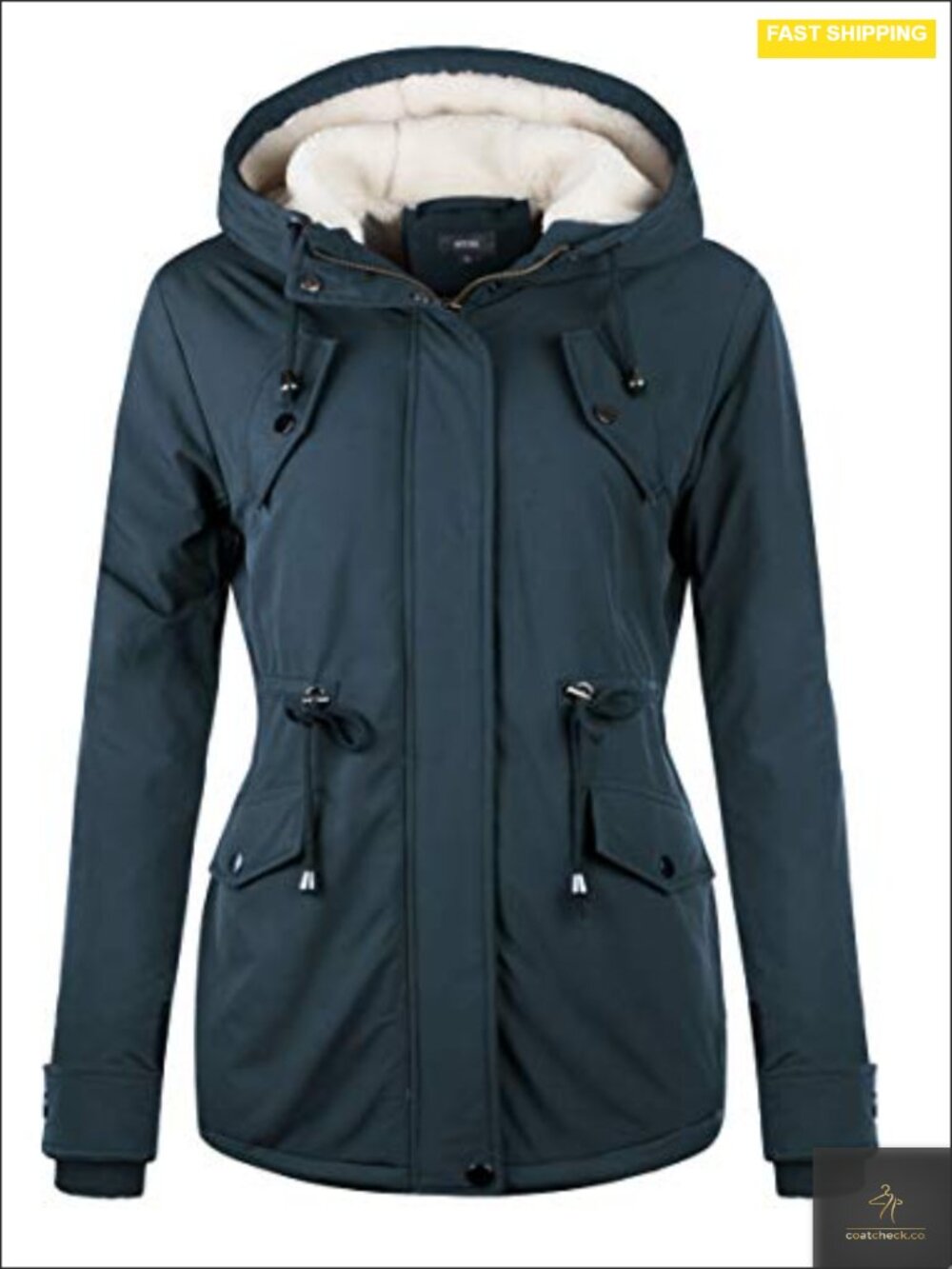 Women's Sherpa Lined Military Anorak Jacket Winter Warm